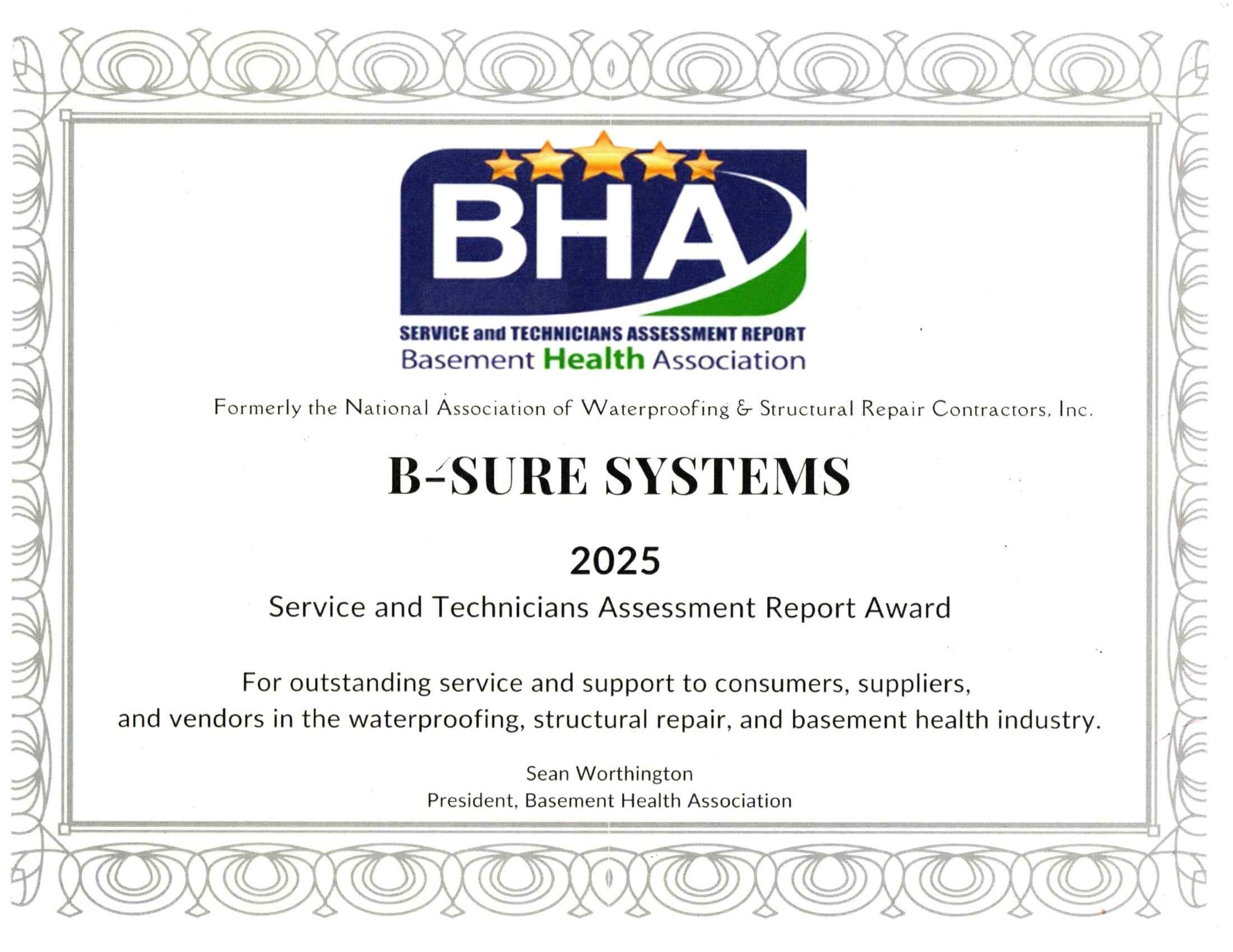 Basement Health Associates Certified Waterproofing Specialist
